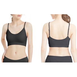 Comfyin Bustier Women's Padded Sports Bra Set Without Underwire Yoga Bra Top Pack of 3, (No padded) 1 x black