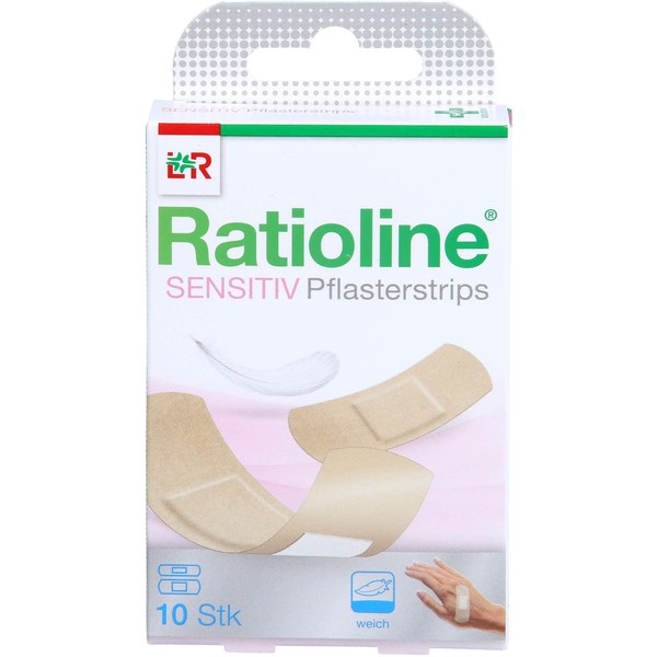 RATIOLINE Sensitive Plaster Strips in 2 Sizes Pack of 10