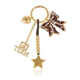 Firopia Football Keychains Bag Charm for Men and Women | Bow Football GO TEAM Charms for Car Key Purse | Game Day Outfits Team Spirit Accessories