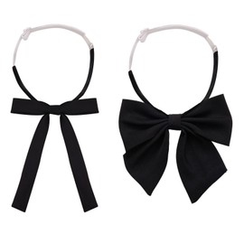 Sucrain 2pcs Western Bow Ties for Women Men,Black Pre-tied Adjustable Bowties for Wedding Graduation School Uniform