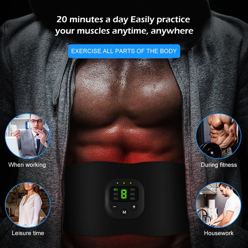 6 Modes Abdominal Waist Trimmer Ab Muscle Stimulator Belt Flat
