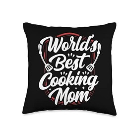 Kitchen Mothers Day Cooking Mama Cute World's Best Mom Mommy Cook Mama Mother's Day Throw Pillow, 16x16, Multicolor