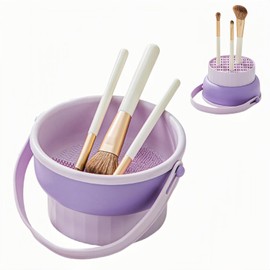 tazón limpiador de brochas de maquillaje de silicona, 2 en 1, alfombrilla de limpieza y soporte de secado de brochas de maquillaje, cepillo para polvo de maquillaje multifuncional (no incluye