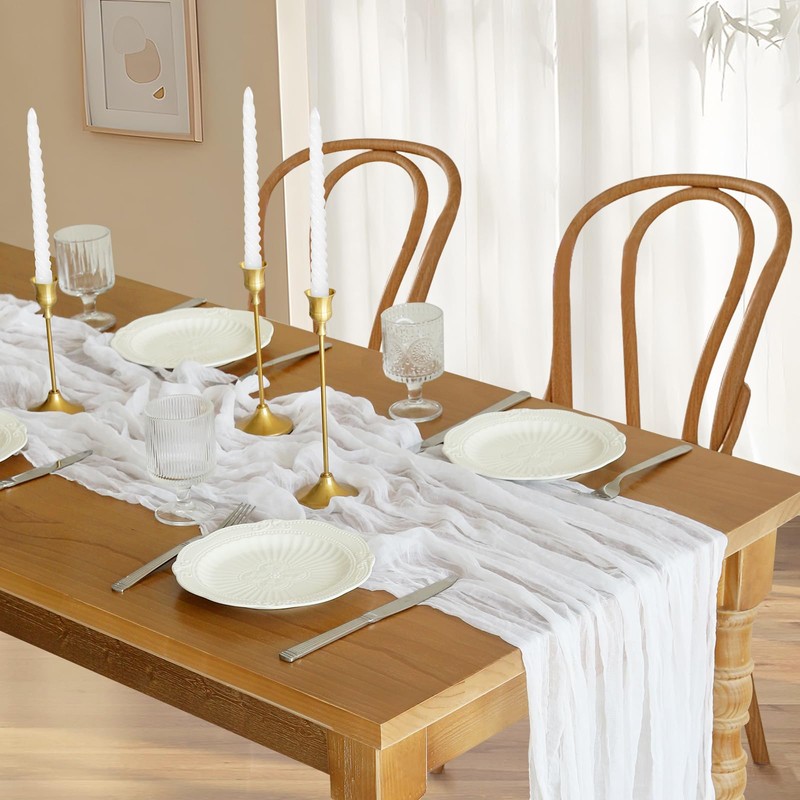 Cheesecloth Table Runner, 10FT Rustic Ivory White Table Runner 35*120inch