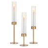 Glasseam Glass Hurricane Candle Holder: Gold Candlestick Holders Set of
