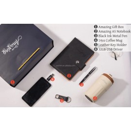 New 2025 Corporate Guest Gifts - Premium Notebook & Mug Set with Company BrandingSize: 450ml, Color: Black