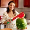 DECHOUS Watermelon Knife with Sleeve: Long Serrated Watermelon Knife for