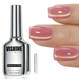 Vishine 16ml Cat Eye Gel Nail Polish, Glass Sheer Jelly Gel Magnetic Shimmer Glitter Gloss Shine Holographic Translucent Color for Nail Art Manicure DIY Dusty Rosewood #436