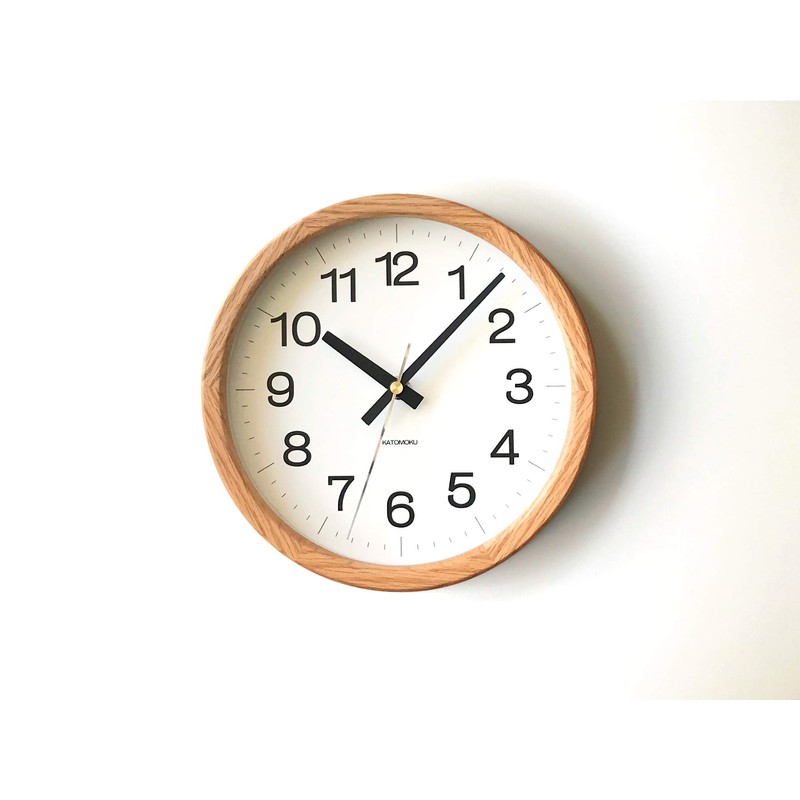 KATOMOKU Muku Clock 16 Oak Wall Clock, Continuous Second Hand,