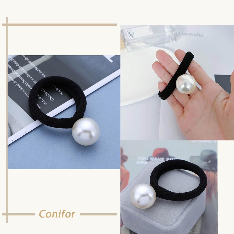 TseenYi Pearl Hair Scrunchie Large Pearl Hair Rope White Pearl