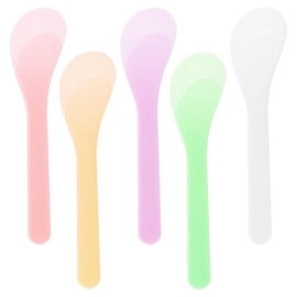ONLYKXY 5pcs 5inch Plastic Beauty Spoon Facial Cream Brush Makeup Scoop Mud Reusable Cosmetic Dig Scoop Spatula Mask Tip for Lotions Moisturizers Home Salon DIY Facemask Mixing Sampling (Mixed Color)