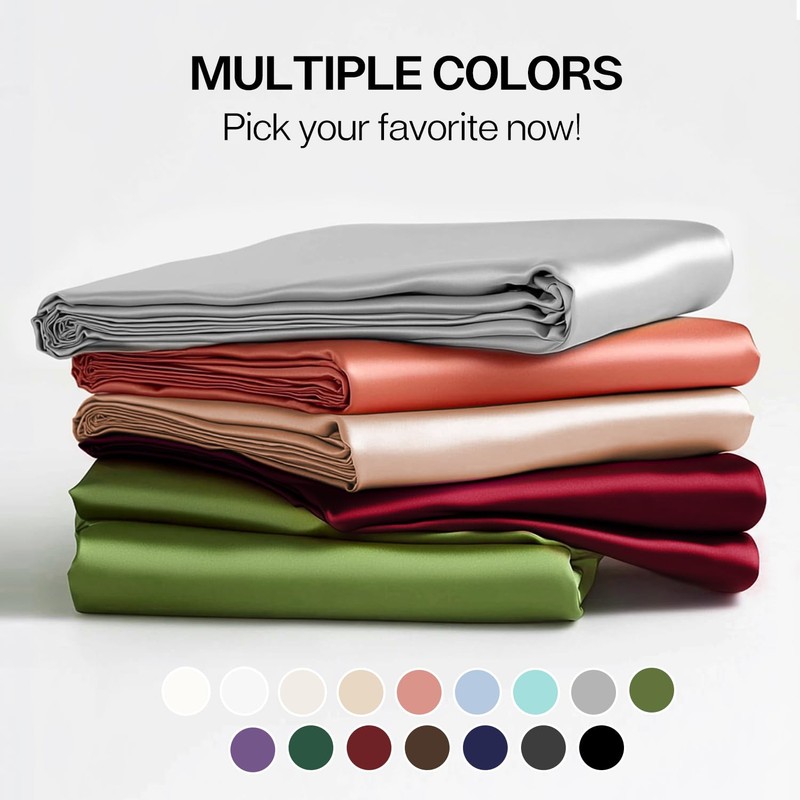 MR&HM Satin Fitted Sheet, Twin Size Silver Grey Fitted Sheet