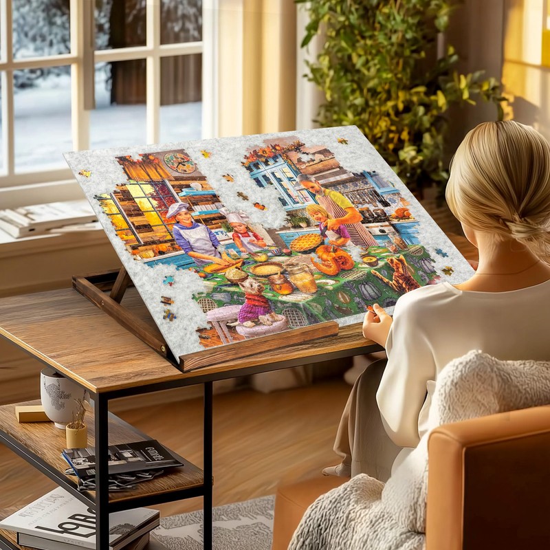 Tektalk Foldable Jigsaw Puzzle Board with 3 Angle Adjustable Bracket/Stand,