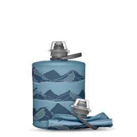 HydraPak Mountain Stow (500ml, 17oz) - Collapsible Water Bottle - Ultralight & Packable Travel Bottle, Flexible Ski, Hike, Bike or Climb Squeeze Flask - Tahoe Blue
