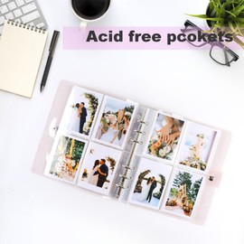 Ayorasly Polaroid Photo Album with 200 Pockets, Shiny Photocard Binder, Pink Memory Book, PVC Cover Portable Small Album for 200 2 ×3 Photos Suitable for Baby Wedding Travel, 1 PACK
