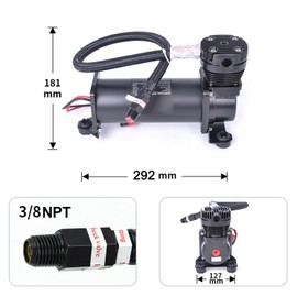ZHSYMX Ultra Quiet Air Compressor, 3/8 NPT Super Silent 69DB 12V 300PSI Air Ride Suspension Compressor/Air Train Horn for Train/Truck/Car Black