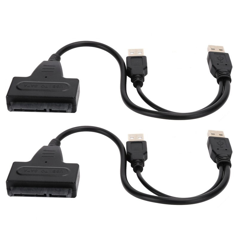 2Pcs Convert Cable USB 2.0 SATA 7 15Pin Adapter for