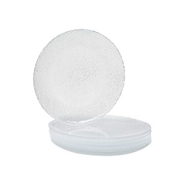 Vikko Salad Plate, Set of 6 Glass Plates, 8.5 Inch Dessert, Salad, Appetizer Plate, Elegant Textured Glass Design, Plates Set For Special Occasion, Dishwasher Safe