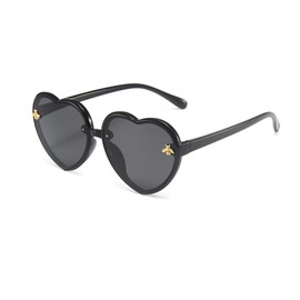 WZWLKJ Heart Shaped Bee Cute Fashion Sunglasses for kids UV 400 Protection Outdoor Beach Holiday, Black, One Size