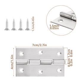 MEIDIV 12 Pack 2.75 inch Small Hinges, 70mm Heavy Duty Hinges Ball Bearing, Stainless Steel Internal Door Hinges, Butt Hinges Silver Door Hinges for Interior Doors