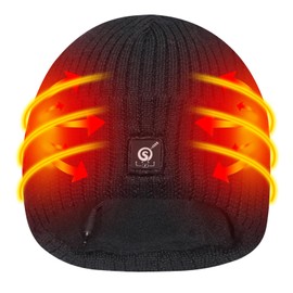 Haeglauv Heated Hat - Electric Heated Beanie for Men Women,Winter Warm Heat Skull Cap with 7.4V Rechargeable Battery Black