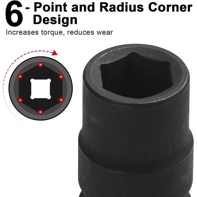 Jetech 1/2-Inch Drive 18mm Deep Impact Socket with 6-Point Design,