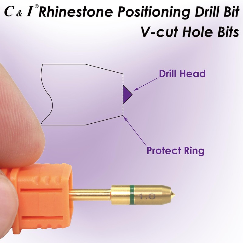 C & I Nail Drill V-Cut Hole Bit for Rhinestone