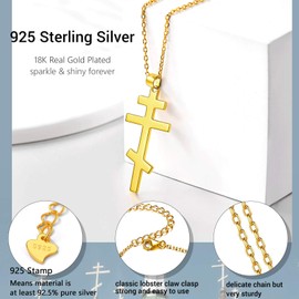 PROSTEEL Russian Orthodox Cross Necklace For Men Gold Plated Silver Pendant Chain Greek Russian Eastern Orthodox Cross