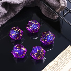 Yourandoll 5 Pieces Polyhedral Dice D20 Dice Resin Dice Game Dice for DND RPG Board Game Card Game (Purple)