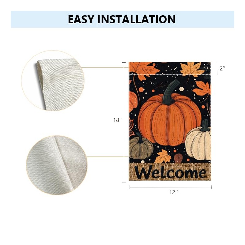 Fall Pumpkin Garden Flag 12x18 Inch, Double Sided Thanksgiving Yard