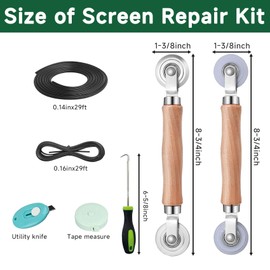 Windows Screen Replacement Kit and Screen Door Repair Kit 48"x118" Durable Fiberglass Mesh Roll with Spline/Roller/Hook/Cutter & Ruler, Sliding Screen Door Replacement for Window & Patio Doors