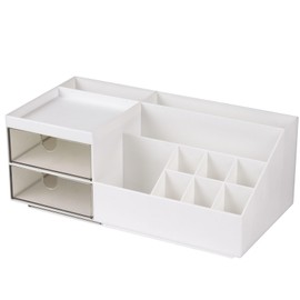 URAQT Make Up Organiser, Cosmetic Organiser with 2 Drawers and 10 Compartments, Makeup Organiser Makeup and Skincare Cosmetic Storage, Dressing Table Organiser for Dressing Table, Bathroom and Bedroom