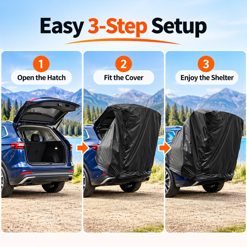 Car Rear Tent for Camping & Picnic – 600D Oxford