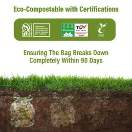 MIGHTY STRONG 100 Count Compostable Trash Bags, 2.6 Gallon/9.84 Liter, Green, Biodegradable, BPI & OK Compost Certified
