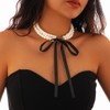 Handcess Bow Pearl Necklace Beaded Layered Necklaces Pearl Choker Necklace