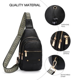 GOIACII Sling Bag Crossbody Bags for Women Anti Theft Travel Purse Fanny Packs Leather Black