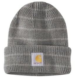 Carhartt Women's Rib Knit Beanie, Heather Gray Stripe, One Size