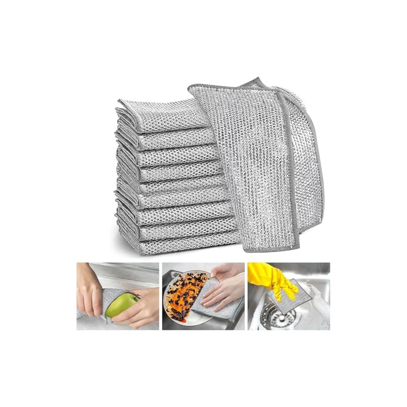 Wire Dishwashing Rags 12 Pcs Multipurpose Wire Dishwashing Cloth for