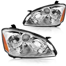 SOCKIR Headlight Assembly Pair Compatible with 2005-2006 Nissan Altima 4 - Door Sedan Halogen Headlamp (Chrome)