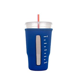 Reusable Insulator Neoprene Cup Sleeve for Iced Beverages and Coffee (Royal Blue, Large)