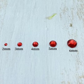 Xinhongo 1000pcs 6mm Resin Flatback Rhinestone Red Round Flatback Rhinestones for Crafts, Bling Glitter Diamond Stone Rhinestone for Bottles, Tumblers, Nail Art, Clothes Shoes