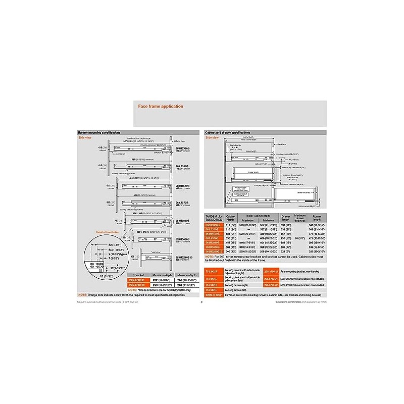 BLUM 21 Inch Drawer Slide, Full Extension, Concealed, Undermount. 563H5330B