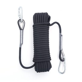 Outdoor Climbing Rope 12MM Diameter 10M(32ft) 20M(64ft) Static Rock Climbing Rope,Tree Climbing Rappelling Rope,Escape Nylon Rope,Ice Climbing Equipment Fire Rescue Parachute Rope (Black, 12mm/32ft)