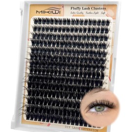 MIKIWI Lash Clusters 280pcs D Curly Individual Lashes, Wispy 3D Cluster Eyelash Extensions, Fluffy Thick Volume Eyelash Clusters for DIY Lash Extension