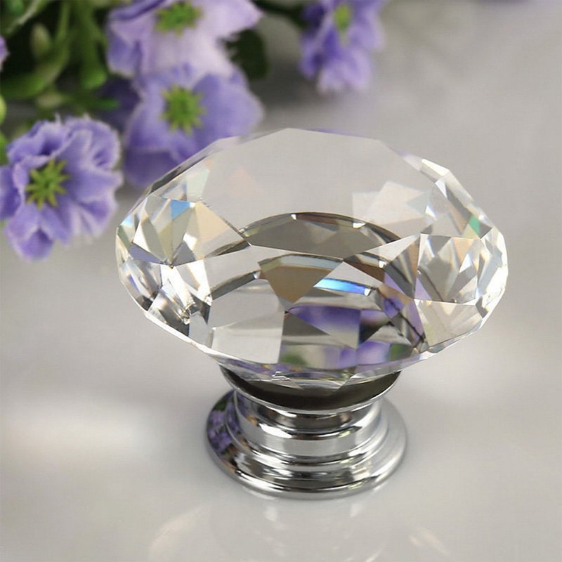 FOCCTS 12 PCS 30mm Crystal Door Knobs Glass Drawer Knobs