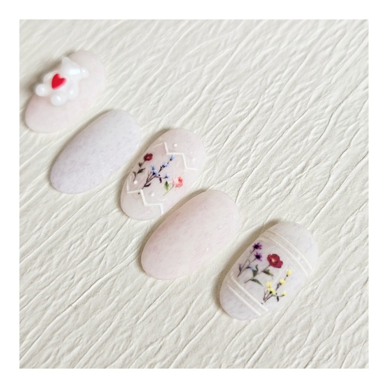 Heart Bear Handmade Nail Tips - Almond Midi / 하트베어
