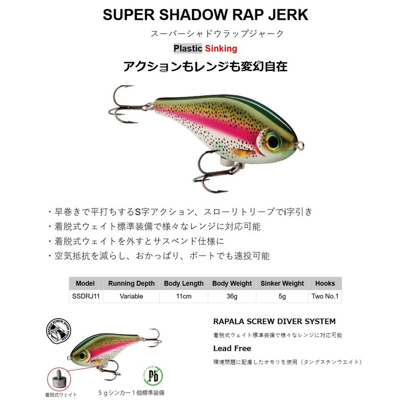 Rapala SSDRJ11 Super Shadow Wrap Jar, 4.3 inches (11 cm),