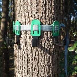 HNJXCAQYQ Treestand Strap Gear Hangers - 4 Metal Gear Hooks with Hunting Bow Hangers, for Saddle Hunting Accessories- No Plastics Parts, Easy Setup, Storage Bag Included