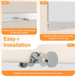 Hasipu Home Gym Mirror, 48"x24" Each, 2-Pack Frameless Wall Mounted Mirrors with Glass Clamps & 1 Aluminum Rail, Large Body Mirror for Home Gym, Yoga Studio, Bedroom, Silver Tempered Glass