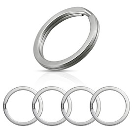 YOGAZEN Pack of 20 304 Stainless Steel Key Rings, Diameter 20 mm, Flat Key Ring, Suitable for All Types of Keys, DIY, Crafts (Stainless Steel Primary Colour)